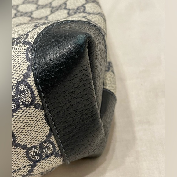 NWOT Vintage GUCCI SHERRY Line Large NAVY Monogram GG Canvas Leather Tote - Picture 5 of 13